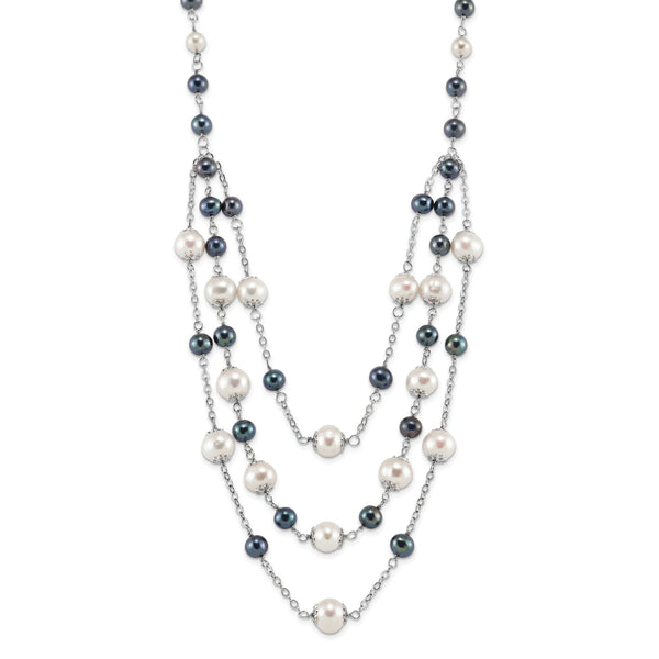 Sterling Silver Multi-Color Freshwater Pearl Necklace with Extender