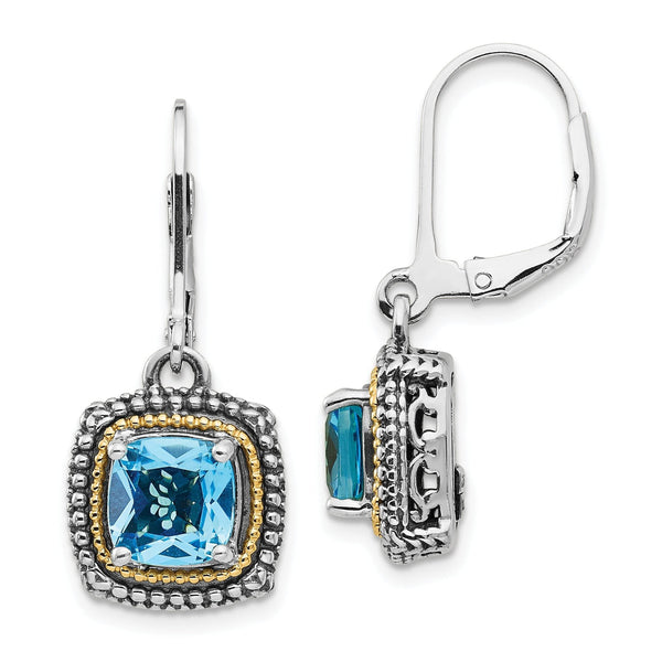 Sterling Silver Topaz Earrings with 14K Accents Vintage Elegance