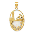 14K Gold Sailboat Pendant with Lab Created Opal Nautical Themed Elegance