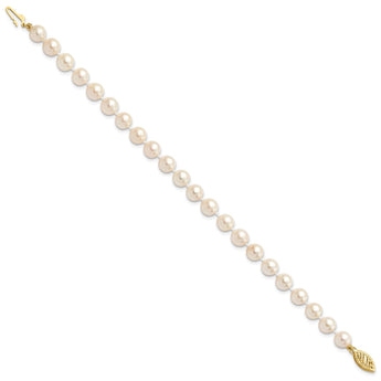 14k 6-7mm White Round Akoya Saltwater Cultured Pearl Necklace