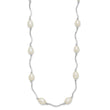 Sterling Silver Rhodium-plated 6-7mm White Rice Freshwater Cultured Pearl 16-Station 18 inch Necklace