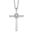 Sterling Silver Diamond Eternal Life Cross Necklace with Rhodium Polish