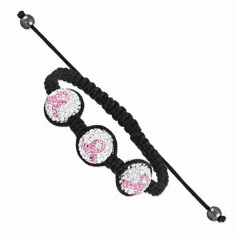 Crystal Awareness & Hematite Bead Bracelet, 14mm Adjustable, 14 Inch