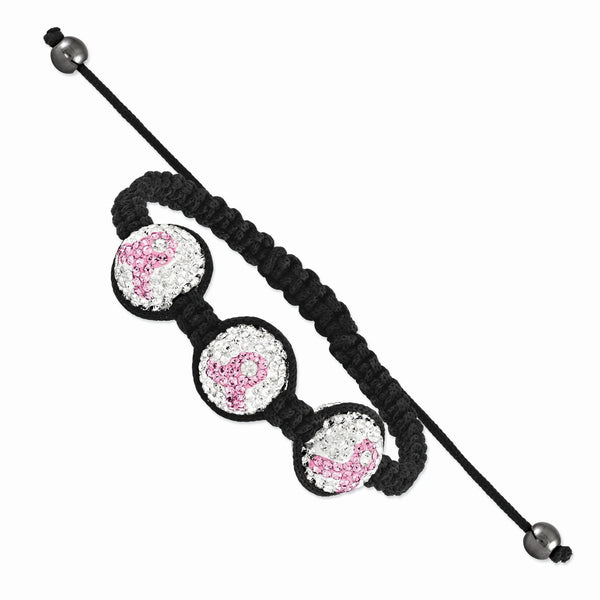 Crystal Awareness & Hematite Bead Bracelet, 14mm Adjustable, 14 Inch
