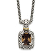Checkerboard Smoky Quartz Necklace in Sterling Silver, 9x7mm, 18 Inch