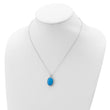 Sterling Silver Necklace with Lab Blue Opal and CZ