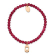 Chisel Love Red Jade Beaded Bracelet in Rose-Tone Stainless Steel, 6.2 Inch