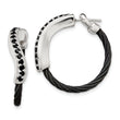 Edward Mirell Black Titanium and Sterling Silver Hoop Earrings with Black Spinel Accents