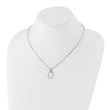 Sterling Silver Rhodium-Plated Oval Diamond Necklace with Extender Gift Ready