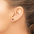 Sterling Silver Garnet Stud Earrings with Polished Rhodium Finish