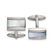 Mother of Pearl Rectangle Cufflinks in Stainless Steel