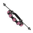 Hematite Pink Crystal Beads Black Cord Bracelet in Nylon, 10mm