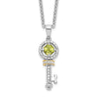 Brilliant Gemstones Sterling Silver with 14K Accent Rhodium-plated Peridot and Diamond Key 18 Inch Necklace with 2 Inch Extender