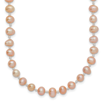 14K Gold 16 Pink Freshwater Pearl Necklace Elegant & Cultured