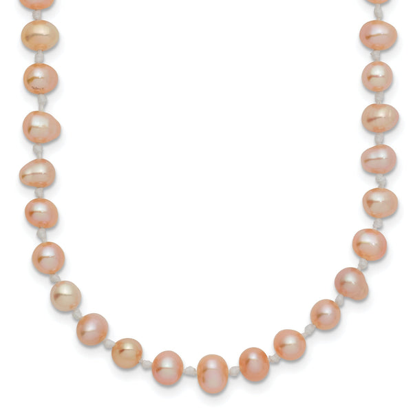 14K Gold 16 Pink Freshwater Pearl Necklace Elegant & Cultured