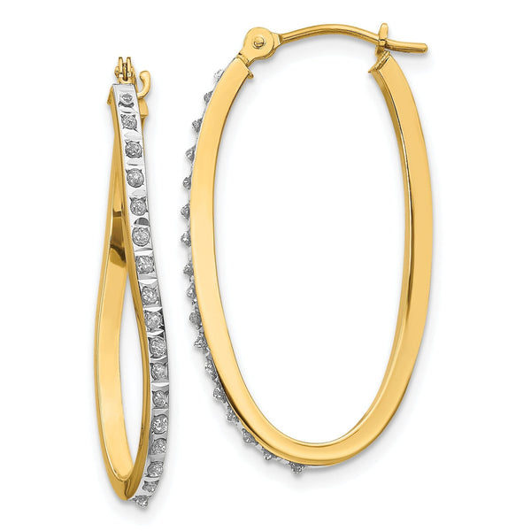 14K Gold Diamond Twist Hoop Earrings with Polished Finish Elegant and Lightweight