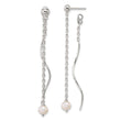 Sterling Silver Polished Fancy Freshwater Cultured Pearl on Chain and Twist Dangle Post Earrings