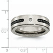 Titanium Unisex Wedding Band with Black IP-Plating and Diamond