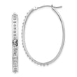 14k White Gold Diamond Fascination Oval Hinged Hoop Earrings