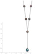 Sterling Silver Rhodium-plated 6-8mm Black Teardrop and Semi-Round Freshwater Cultured Pearl 6-Station Y-Drop 16 inch Necklace