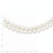 Sterling Silver Rhodium-plated 7.5-8.5mm White Semi-Round Freshwater Cultured Pearl 2-Strand 17 inch Necklace