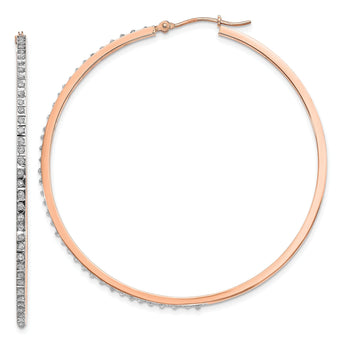 14K Rose Gold Diamond Accent Round Hoop Earrings Polished Elegant Design by