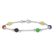 Multi-Color Jade Anklet in Sterling Silver, 9 Inch