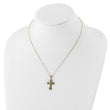 Sterling Silver Gold-Plated Diamond Emerald Cross Necklace 18 Inch