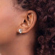 Sterling Silver Diamond Heart Earrings with Rhodium Polish