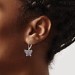Sterling Silver Amethyst and Diamond Butterfly Earrings with Rhodium Polished Finish