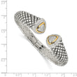 Sterling Silver 14K Gold Diamond Cuff Bracelet with Vintage Elegance