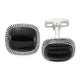 Men's Onyx and Enamel Cuff Links in Sterling Silver, Textured