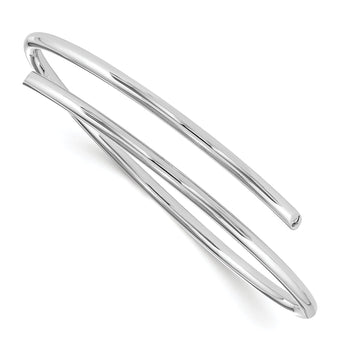 White Ice 925 Sterling Silver Diamond Bangle with Polished Rhodium Finish