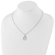 Sterling Silver Diamond Teardrop Necklace with Rhodium Plating