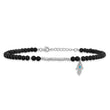 Onyx Crystal and Cubic Zirconia Hamsa Anklet in Sterling Silver, 9.5 Inch