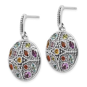 Sterling Silver/14K Gold Dangle Earrings with Gemstone Accents