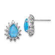 925 Sterling Silver Rhodium-Plated Blue Opal & CZ Teardrop Earrings Gift Ready