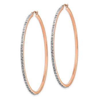 14K Rose Gold Diamond Accent Round Hoop Earrings Polished Elegant Design by