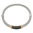 Sterling Silver 14K Accent Black Diamond Bangle Bracelet