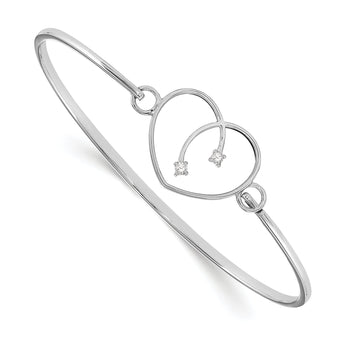 Sterling Silver Diamond Heart Bangle Gift Ready Elegance