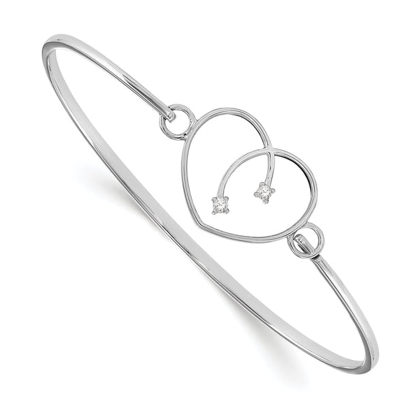 Sterling Silver Diamond Heart Bangle Gift Ready Elegance