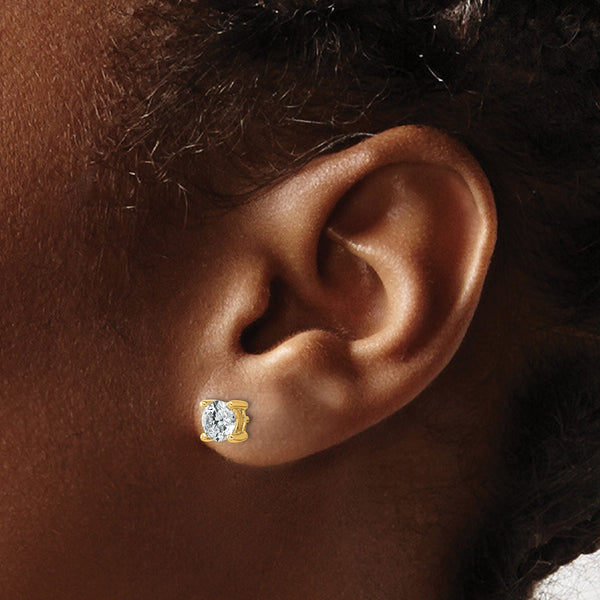 10K Yellow Gold 0 ct Diamond, 4-Prong Stud Earrings
