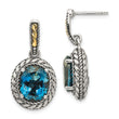 Sterling Silver 14K Gold London Blue Topaz Dangle Earrings