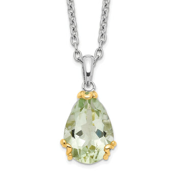 Gemstones Accent Green Quartz Necklace in Sterling Silver, 18 Inch