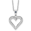 Sterling Silver Platinum-Plated Heart Necklace with Diamond & Sapphire
