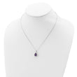 Sterling Silver Rhodium Polished Amethyst & CZ Necklace