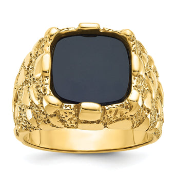 Men's Onyx Nugget Ring in 14K Yellow Gold, Size 10