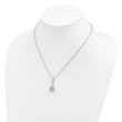 Brilliant Gemstones Sterling Silver with 14K Accent Rhodium-plated Sky Blue Topaz and Diamond 18 Inch Necklace with 2 Inch Extender
