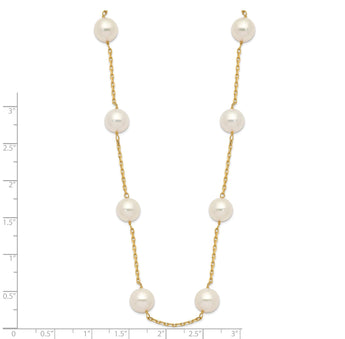 14K Gold Freshwater Pearl Necklace with Elegant 14-Station Design