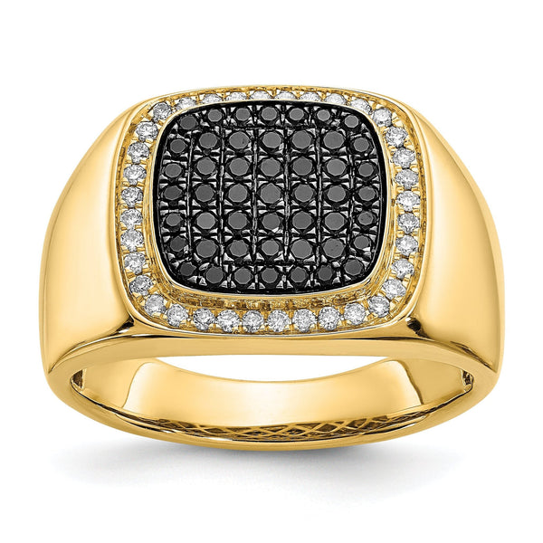 14k Black and White Diamond Mens Ring